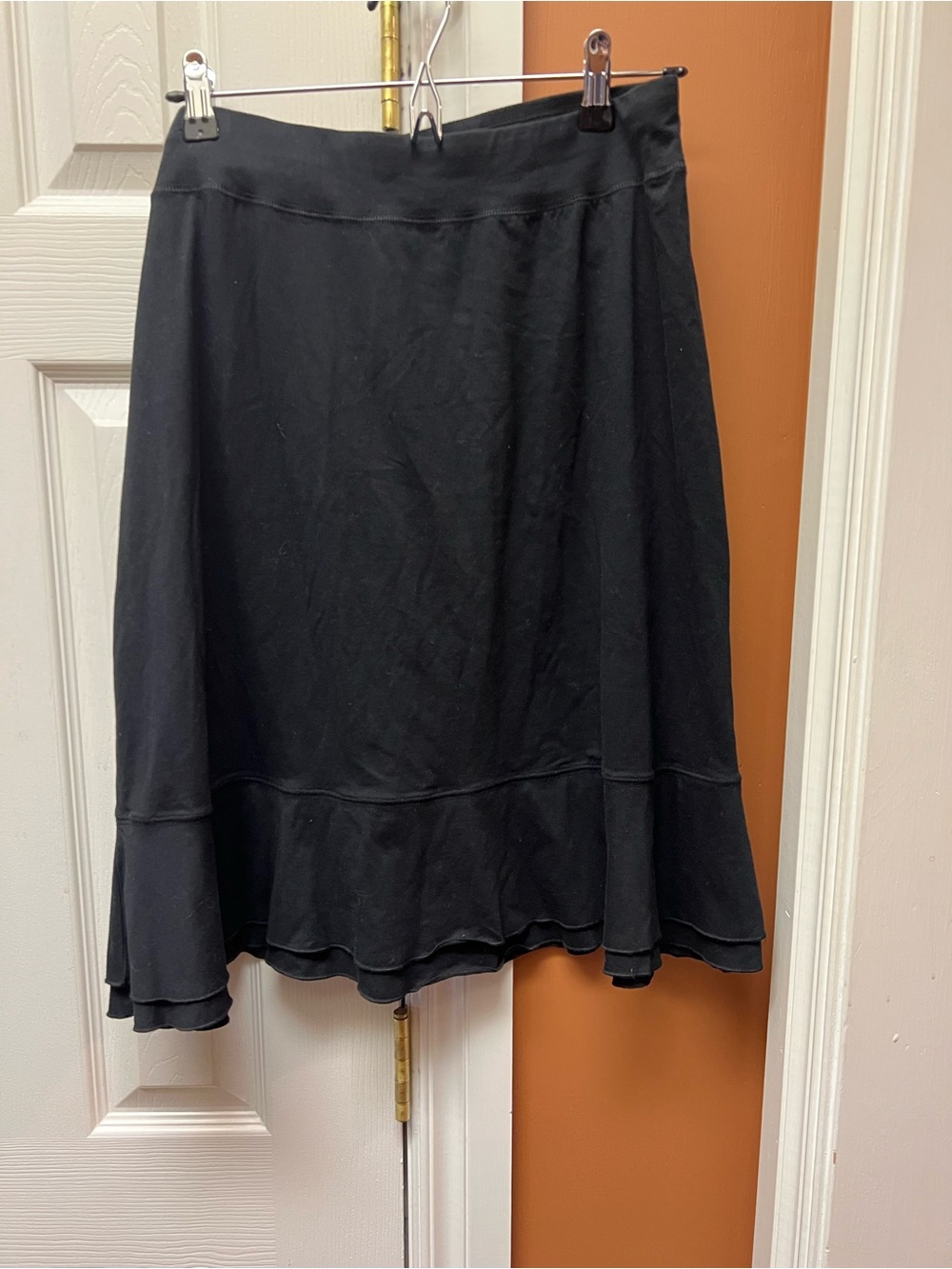 Women's Black A-Line Skirt with Ruffle Hem